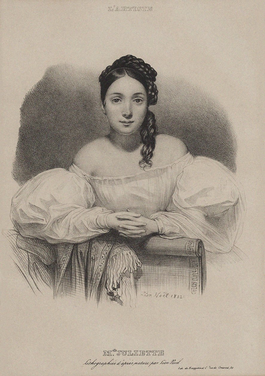 Portræt af Juliette Drouet 1806-1883, 1832. af Leon Noel