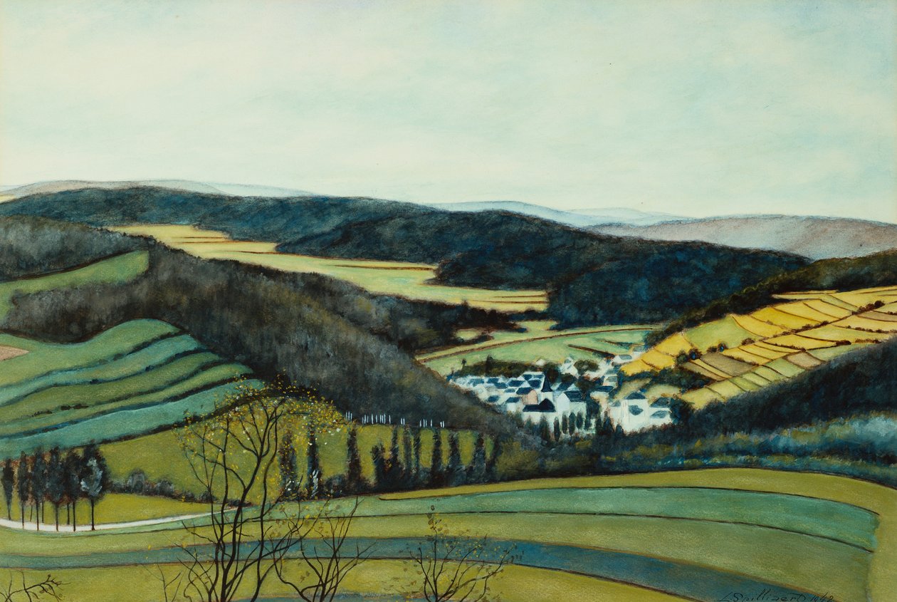 Landskab, Udsigt over Vressets/Sermois; Paysage, Vue Vressets/Sermois af Leon Spilliaert