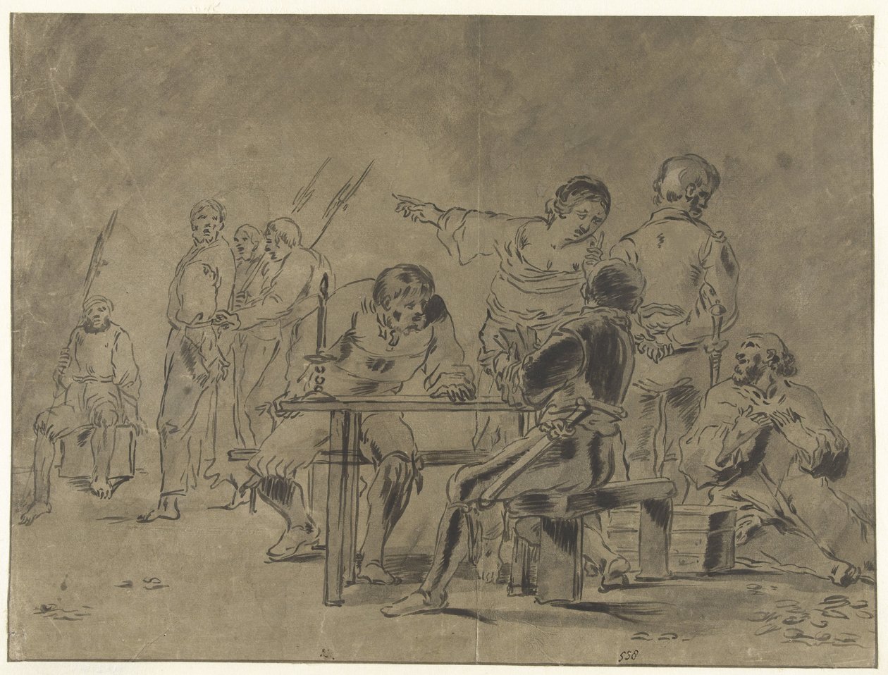 Peter fornægter Kristus af Leonaert Bramer