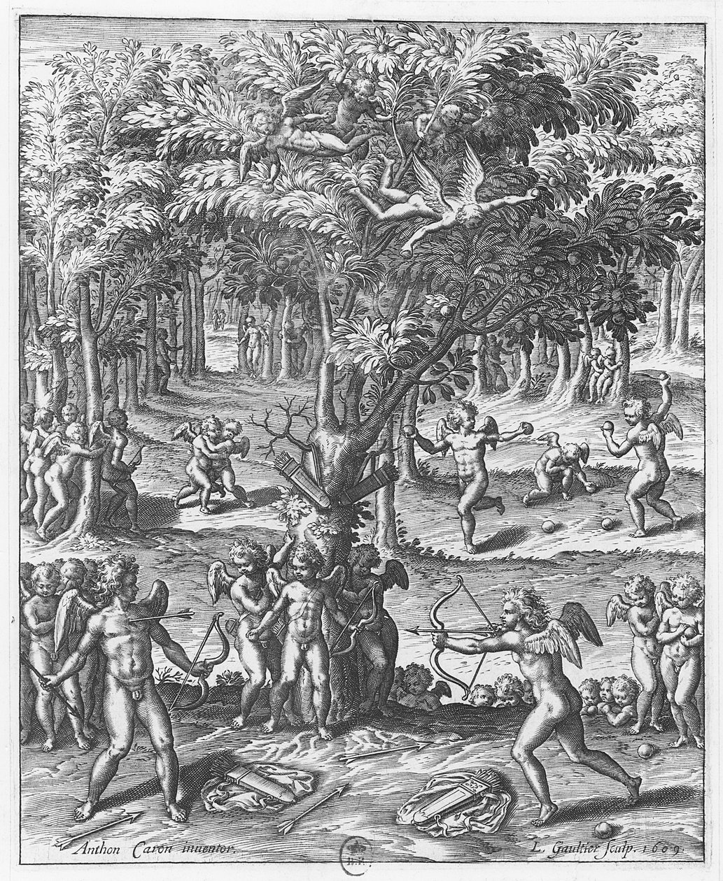 Amoriner", plade fra "Les Images ou Tableaux de Platte Peinture des Deux Philostrates Sophistes Grecs", af Blaise de Vigenère, 1615 af Leonard Gaultier