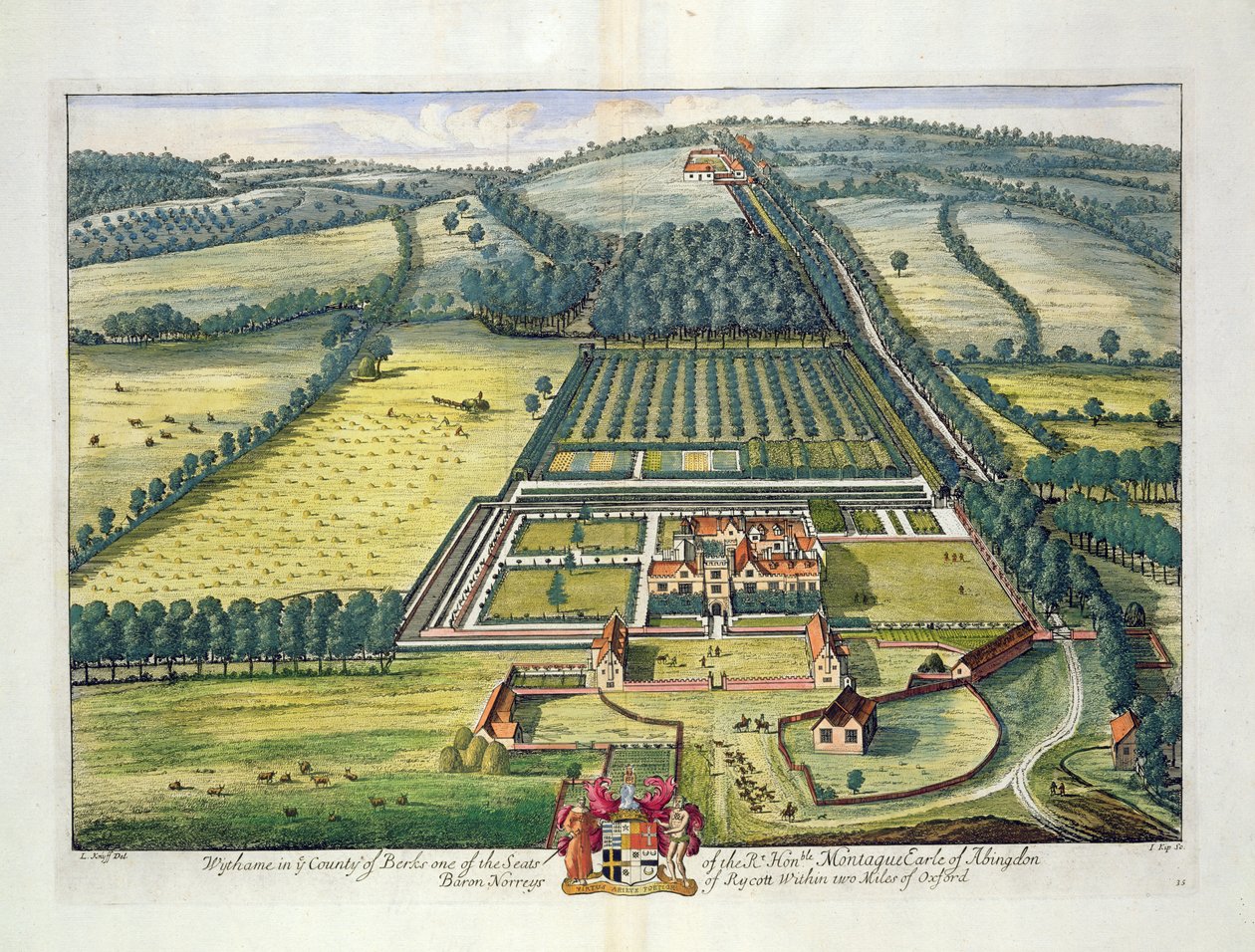 Wytham i amtet Berkshire graveret af Johannes Kip (ca. 1652-1722) af Leonard Knyff