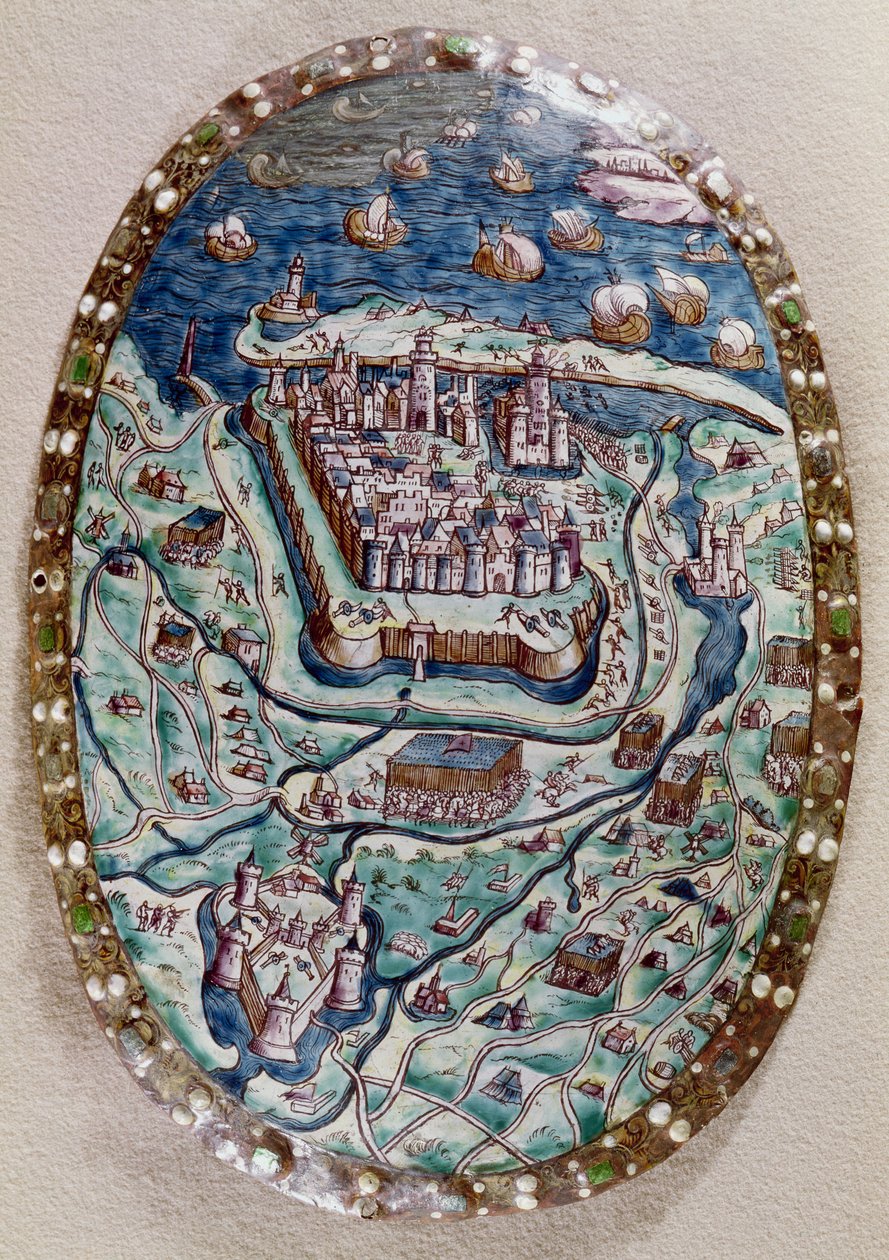 Franskmændenes erobring af Calais i 1558 (emalje) af Leonard Limosin