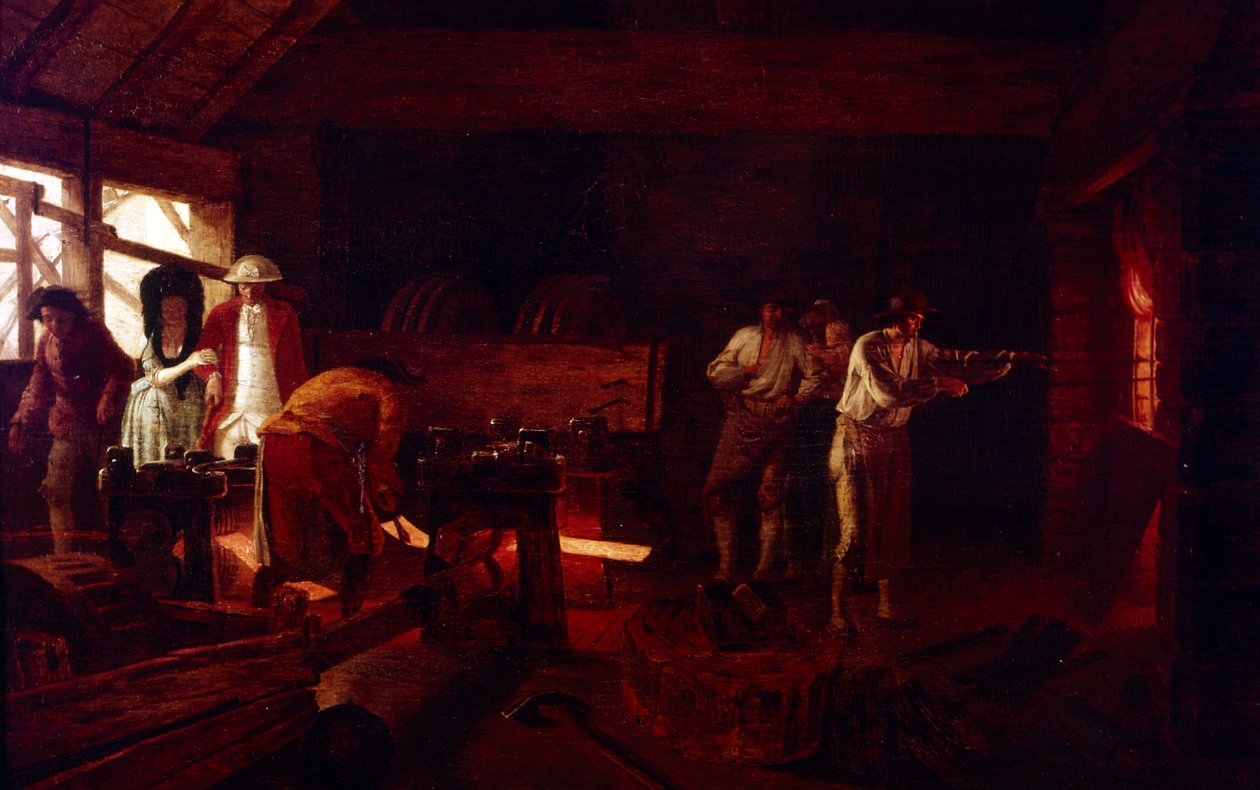 Interiør af et støberi (maleri) af Léonard Defrance