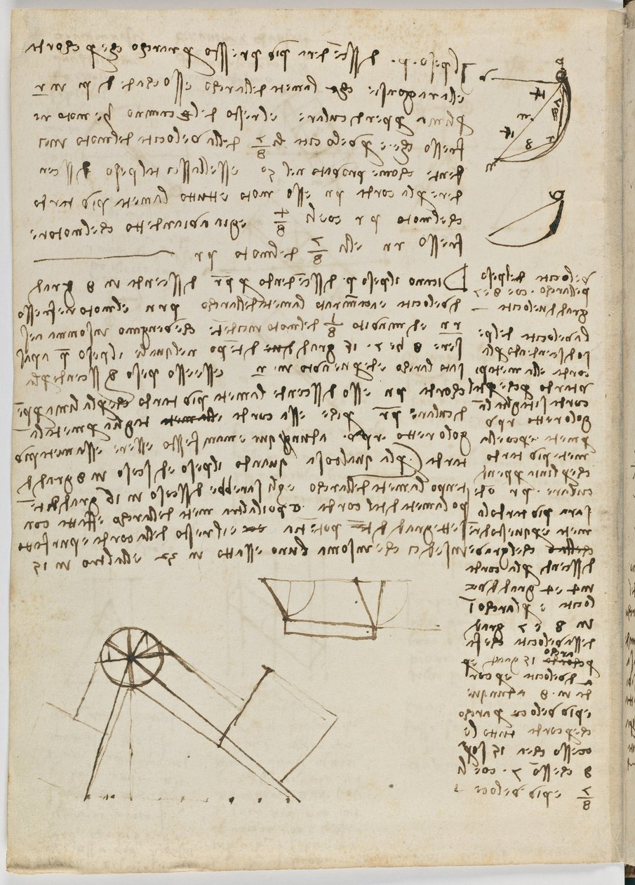 Fugleflyvningskode, ca. 1505-06, papirmanuskript, cc. 18, ark 1 vers af Leonardo da Vinci