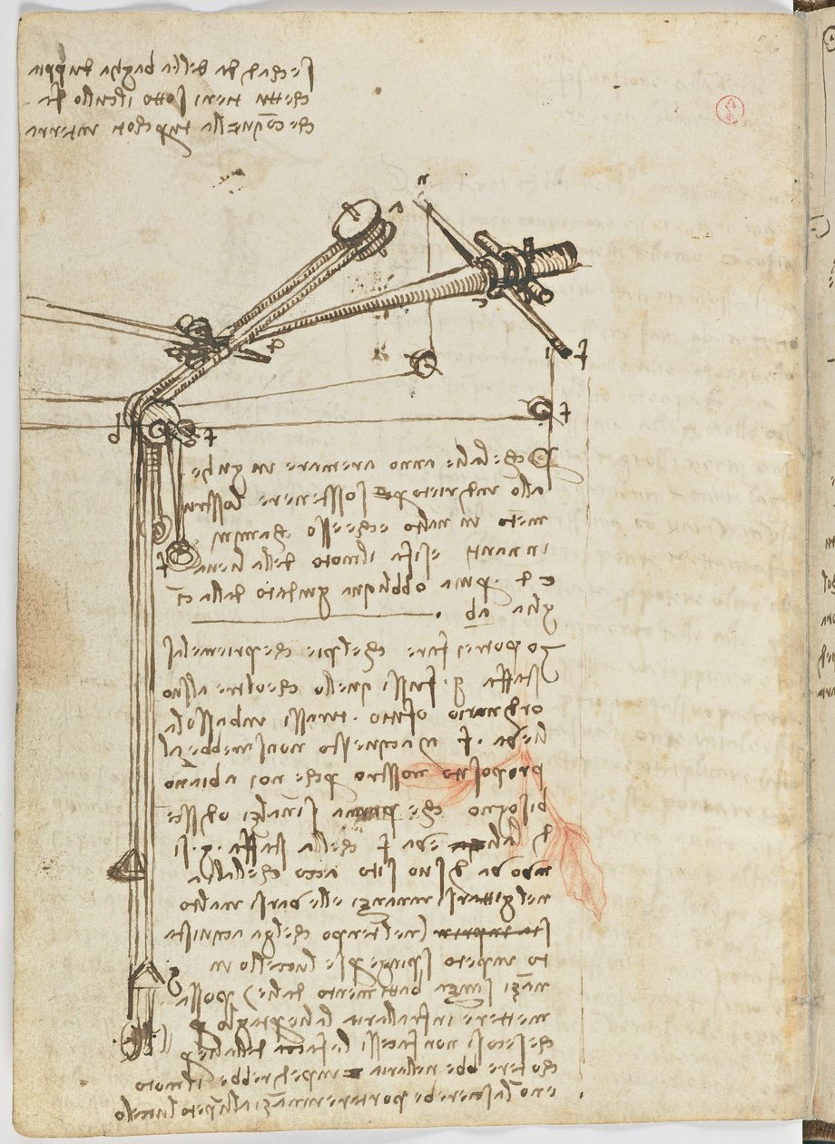 Fugleflyvningskode, ca. 1505-06, papirmanuskript, cc. 18, ark 16 verso af Leonardo da Vinci