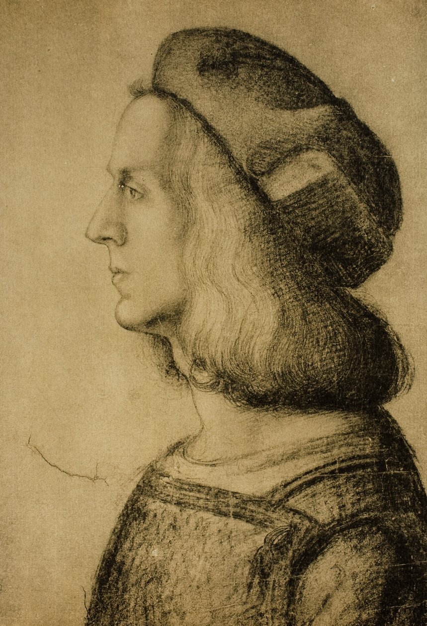 Buste af en mand i profil, tegning af Leonardo da Vinci. Kabinet for tegninger og tryk, Uffizi Gallery, Firenze af Leonardo da Vinci