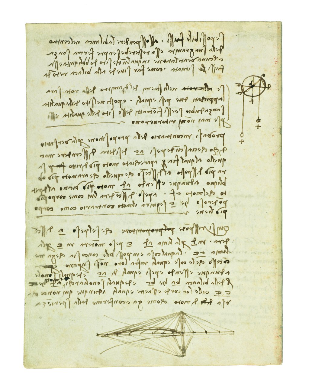 Codex om fugleflyvning, Folio 2 verso af Leonardo da Vinci
