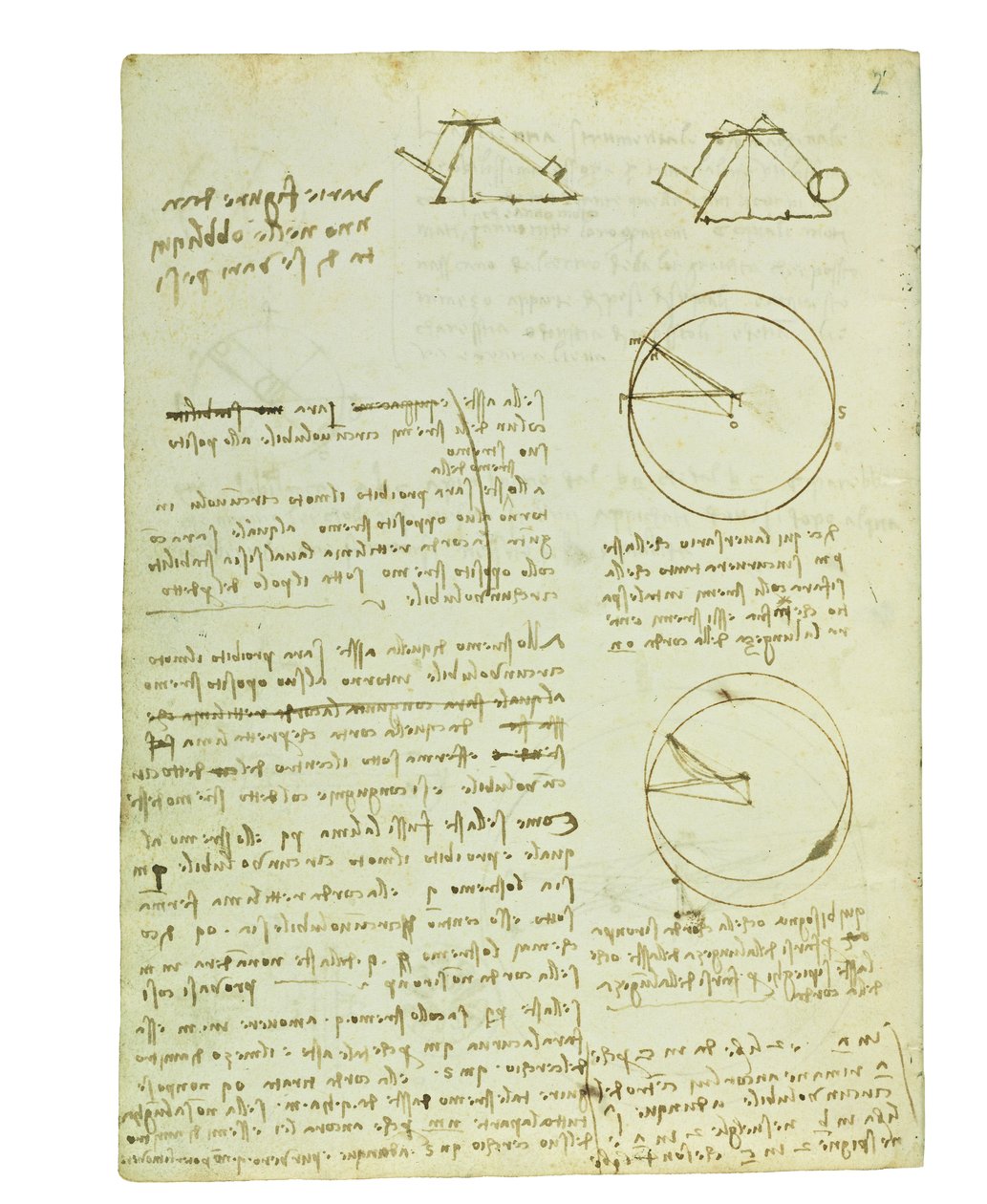 Codex om fugleflyvning, Folio 3 verso af Leonardo da Vinci