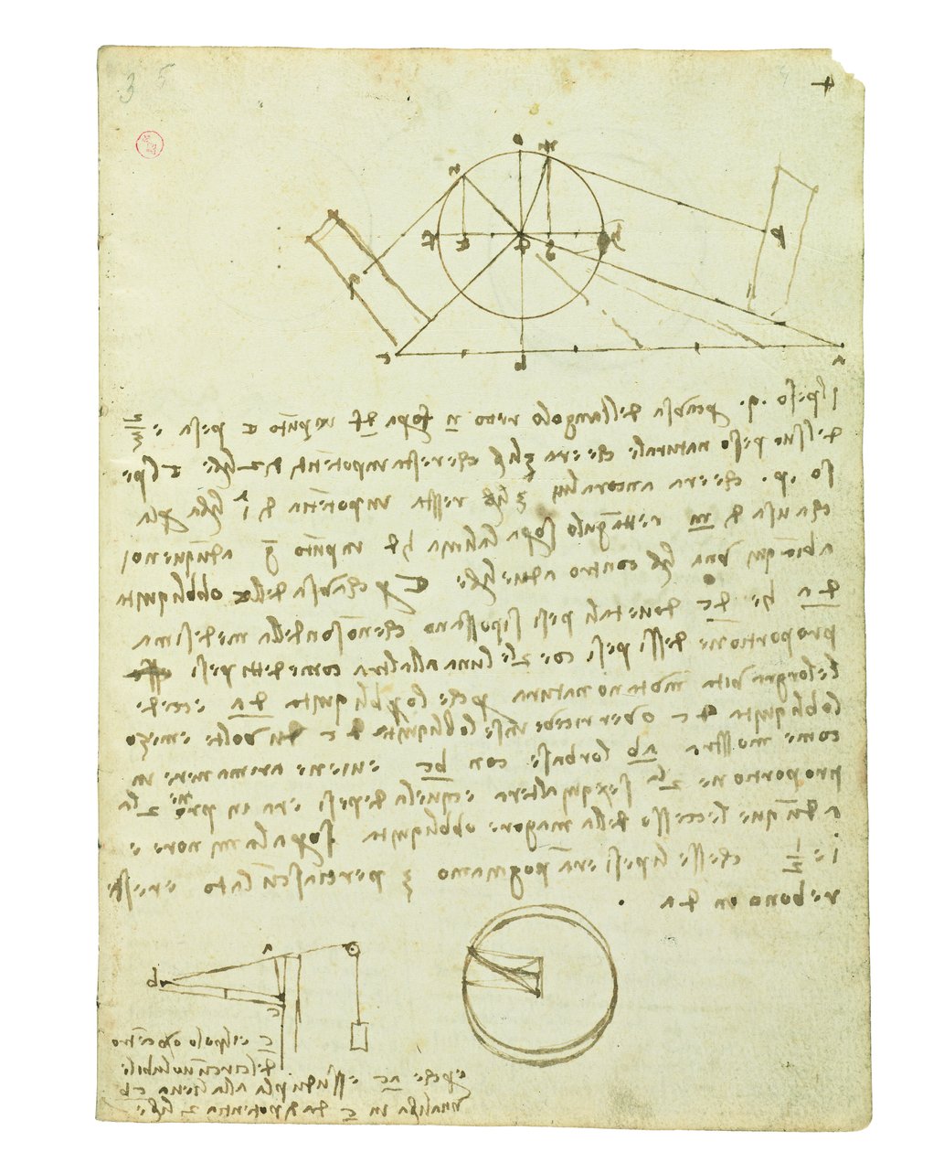 Codex på fugleflyvning, Folio 4 recto af Leonardo da Vinci
