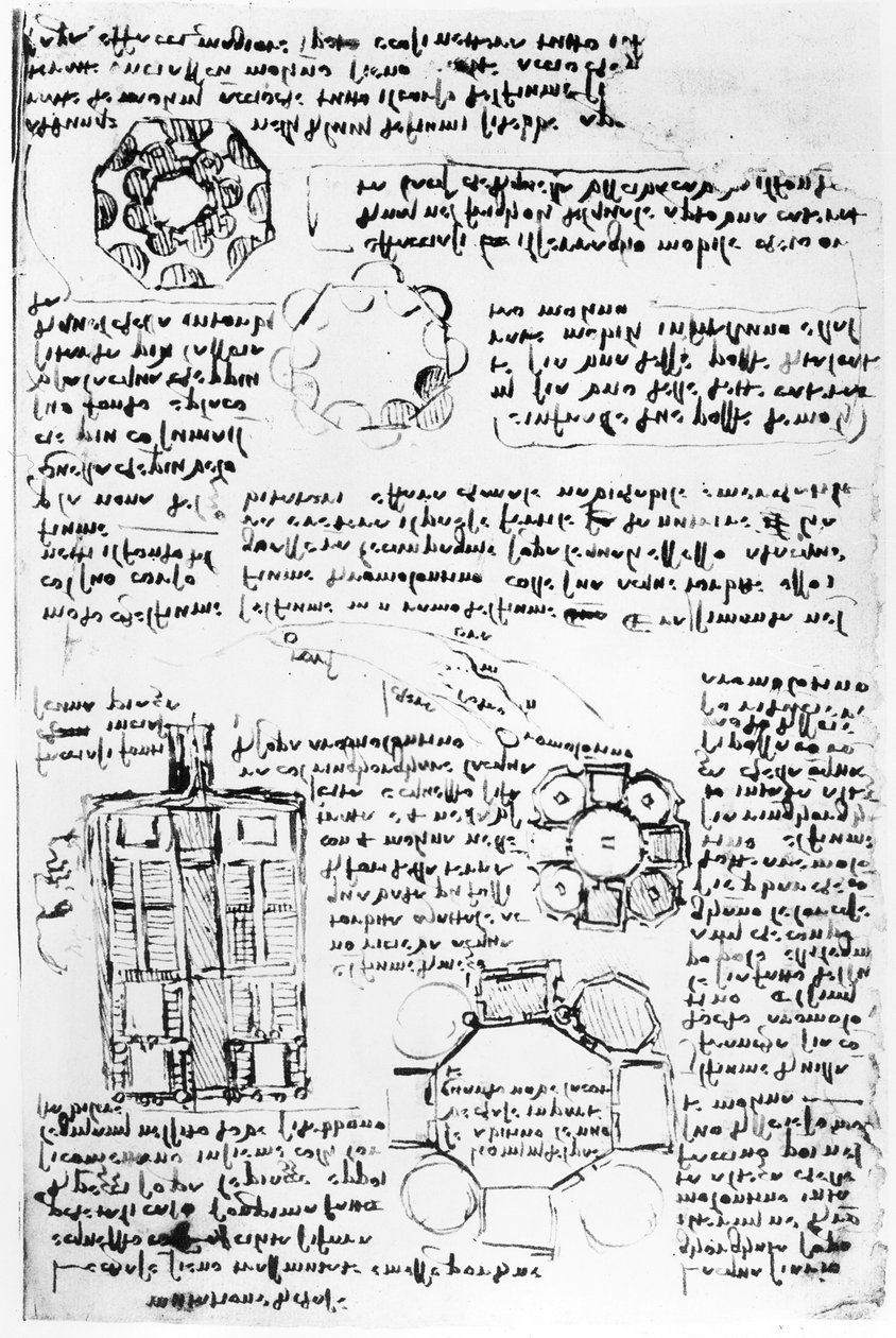 Design til et palads og en park (Romorantin), fol. 270v fra Codex Arundel, c.1517-18 af Leonardo da Vinci