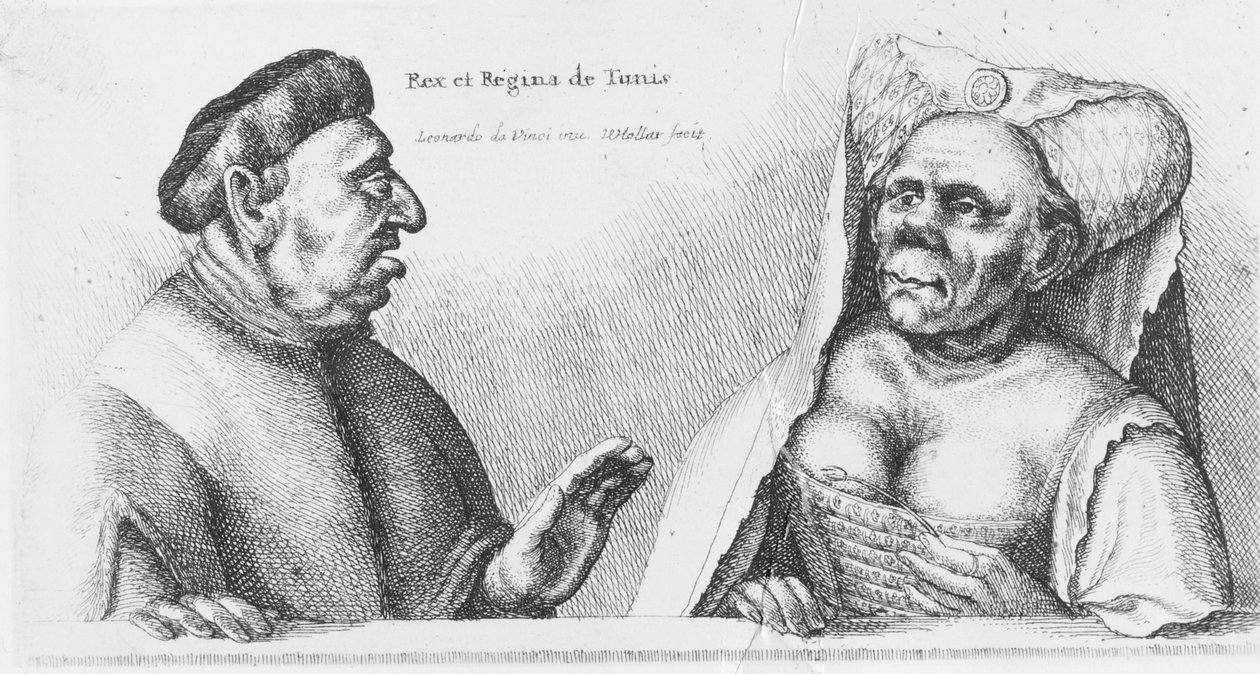 Rex og Regina af Tunis (kridt på papir) af Leonardo da Vinci
