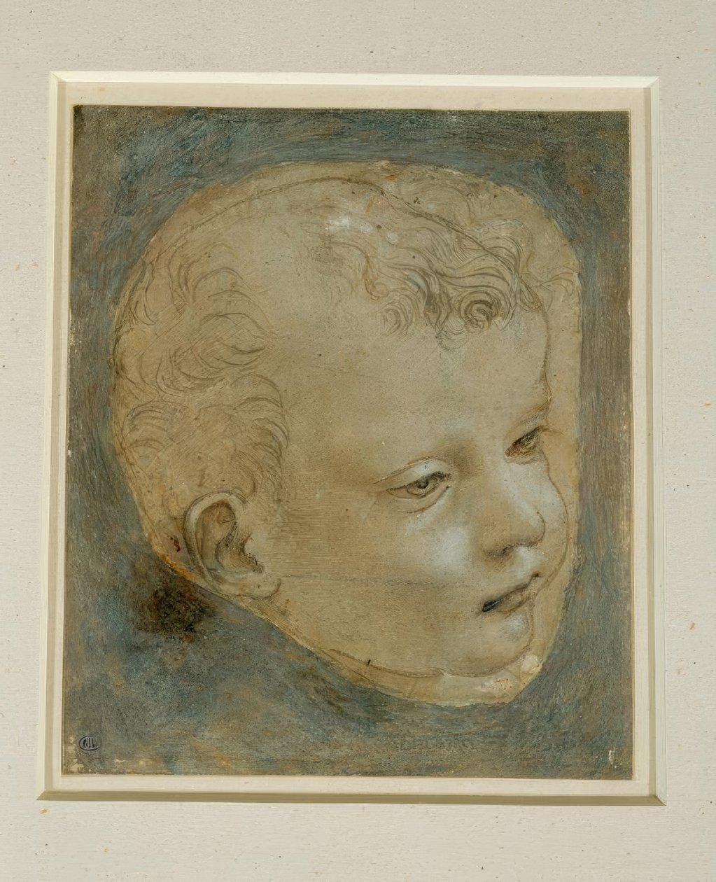 Studieleder for en dreng i trekvartsprofil til højre af Leonardo da Vinci