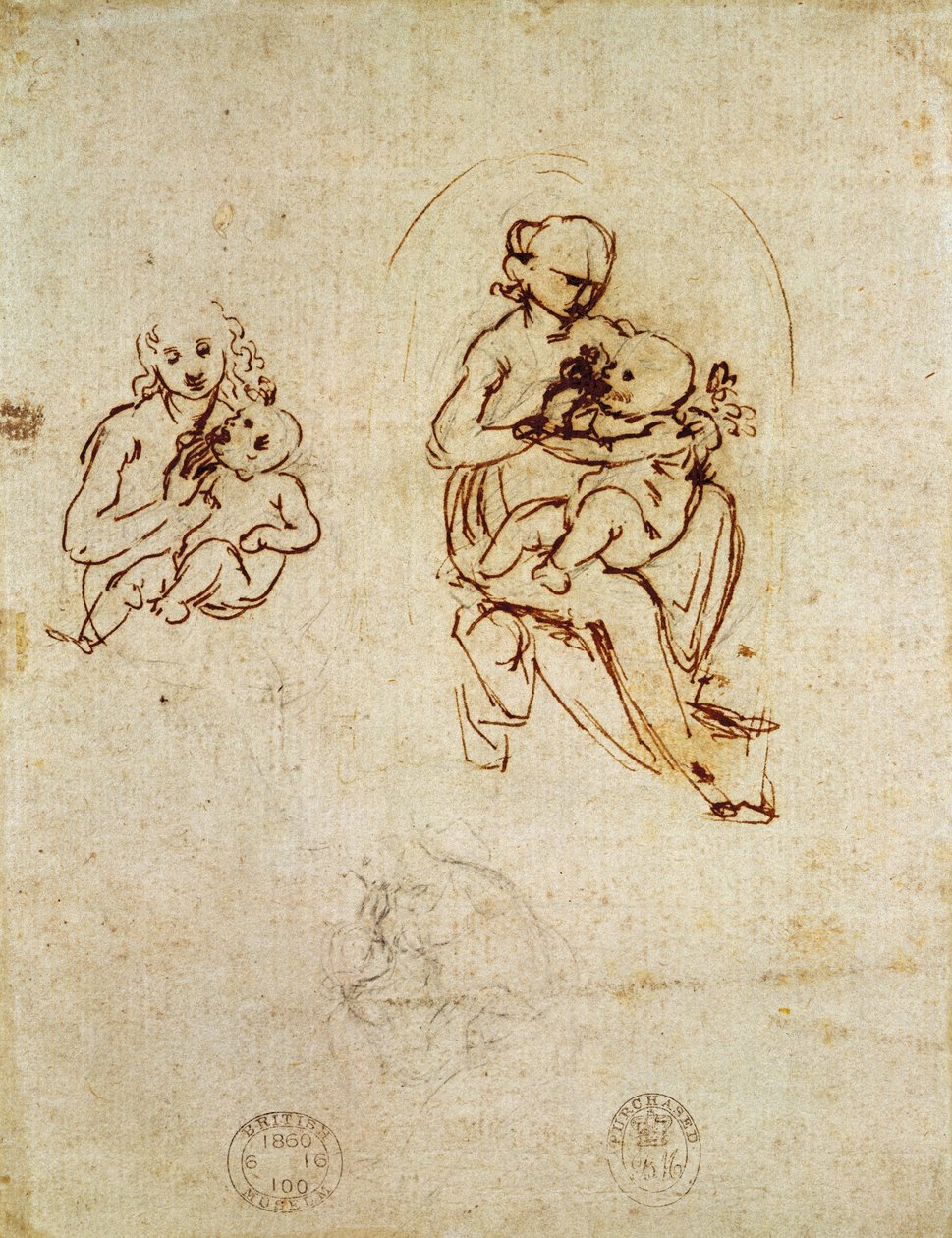 Study for the Virgin and Child, ca. 1478-1480 (blæk og blyant på papir) af Leonardo da Vinci