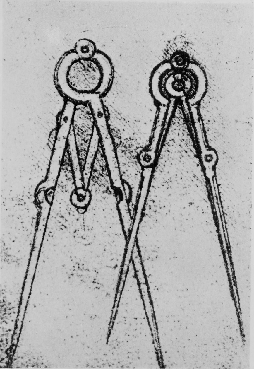 To typer kompas med justerbar åbning, fol. 108v fra Paris Manuskript H, 1493-4 af Leonardo da Vinci