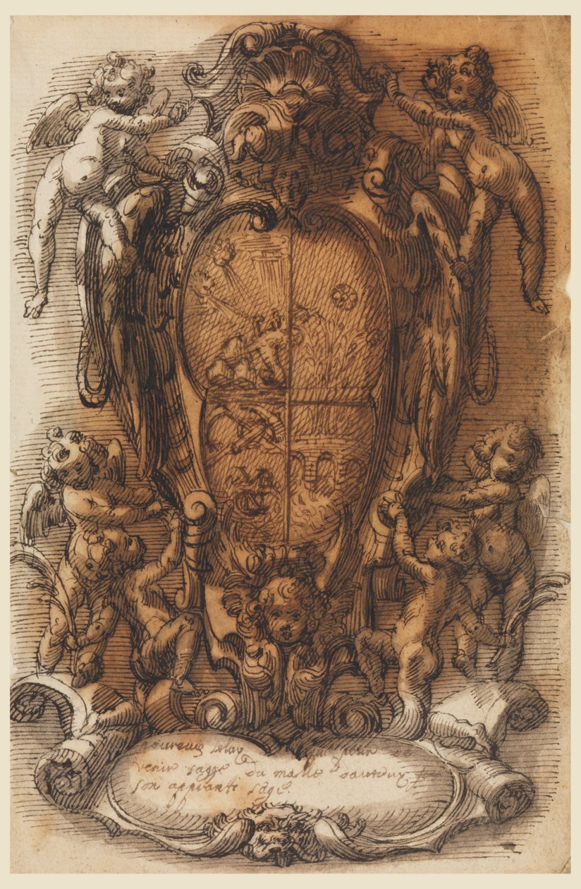 Design af skilte med våbenskjold af Leonardo Scaglia