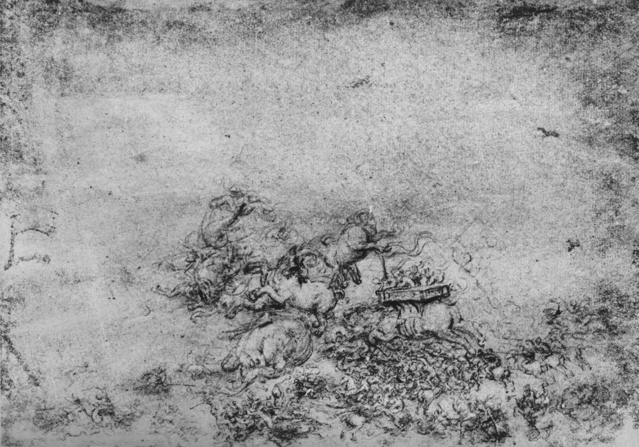 En fantastisk kamp, c1480 1945 af Leonardo da Vinci