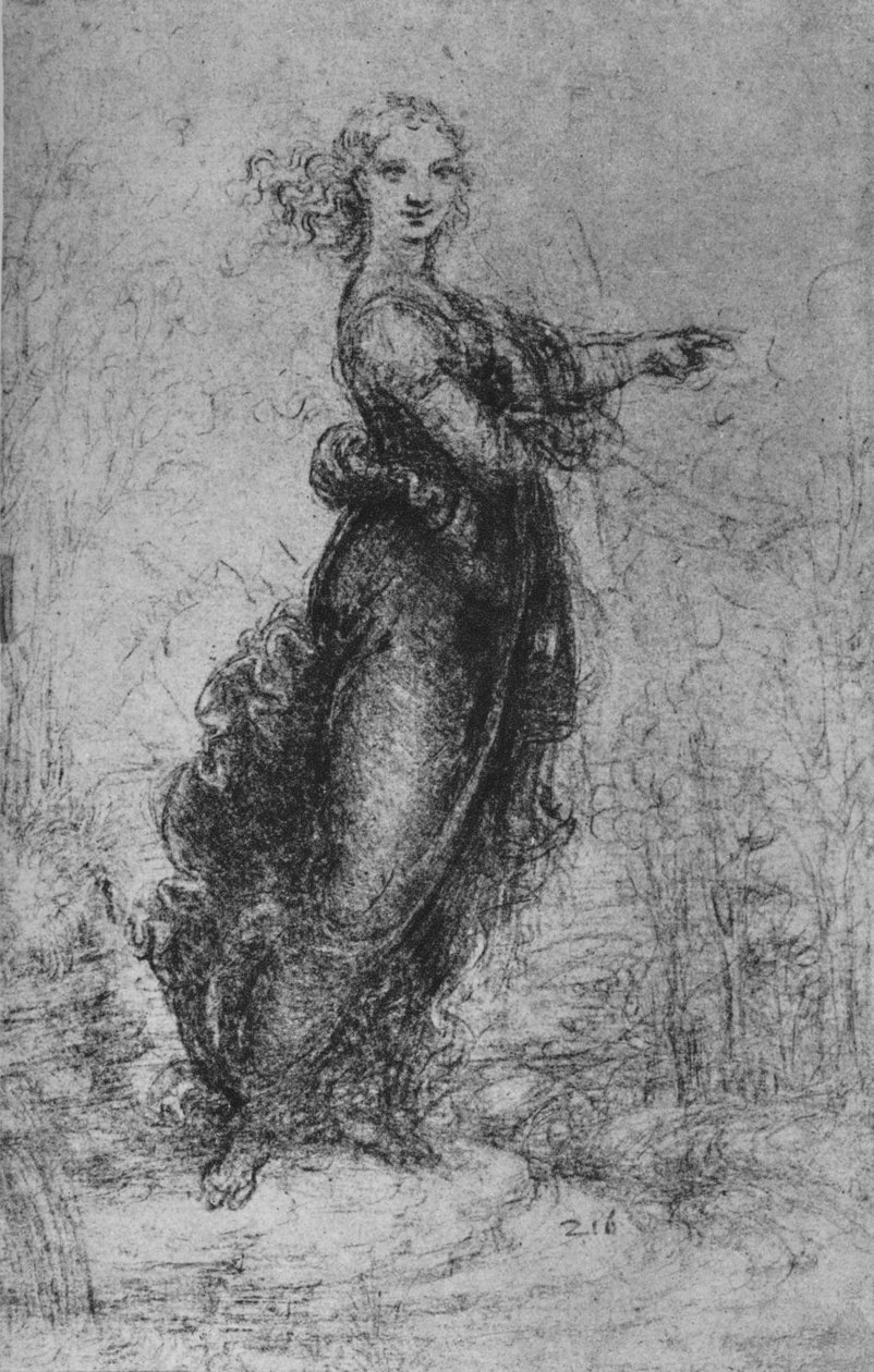 En ung kvinde peger, c1480 1945 af Leonardo da Vinci