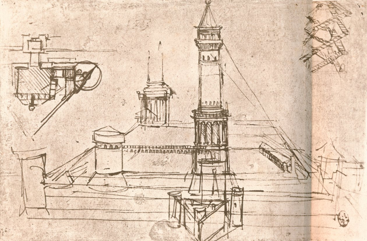 Arkitektur for slotte, c1472-c1519 1883 af Leonardo da Vinci