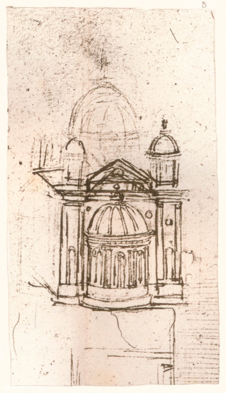 Tegning af kirkelig arkitektur, c1472-c1519 1883 af Leonardo da Vinci
