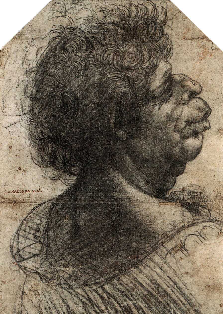 Fransk: Tête grotesque Grotesk hoved af Leonardo da Vinci