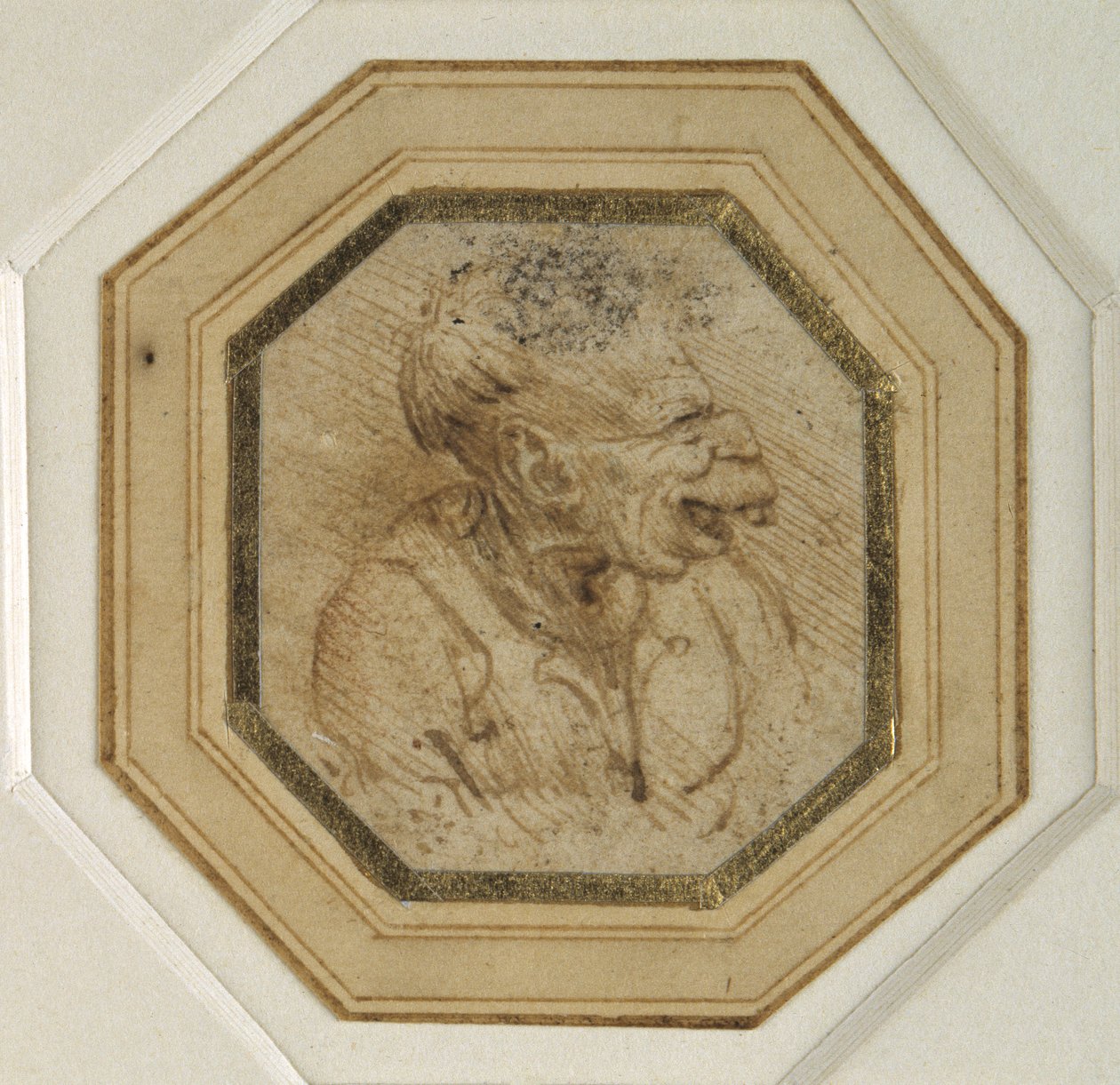 Grotesk hoved (pen og blæk på papir) af Leonardo da Vinci
