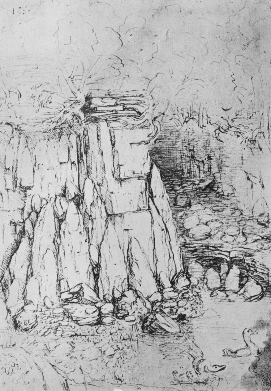 Rocks and Stream, c1480 1945 af Leonardo da Vinci