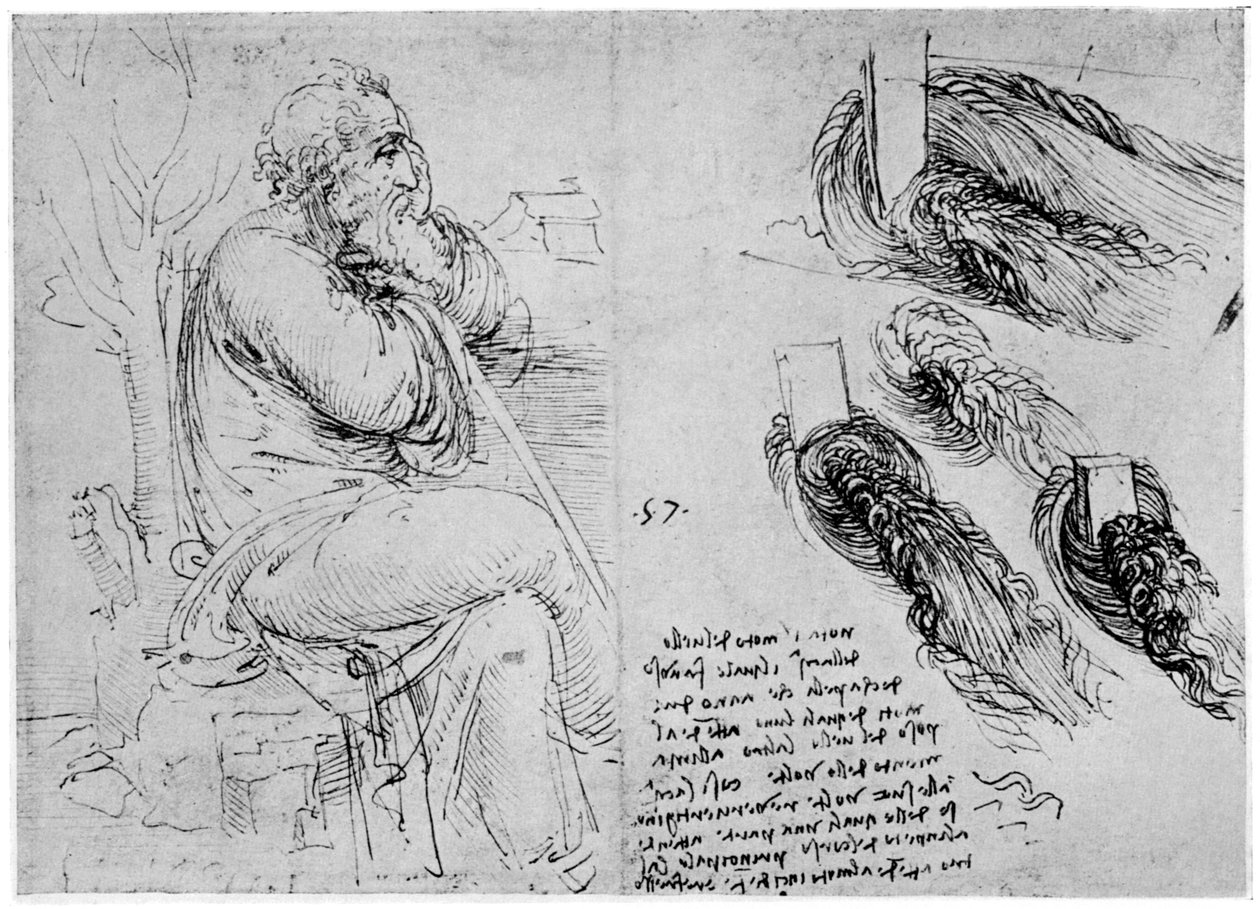 Studier af vandhvirvler, c1513 1954 af Leonardo da Vinci