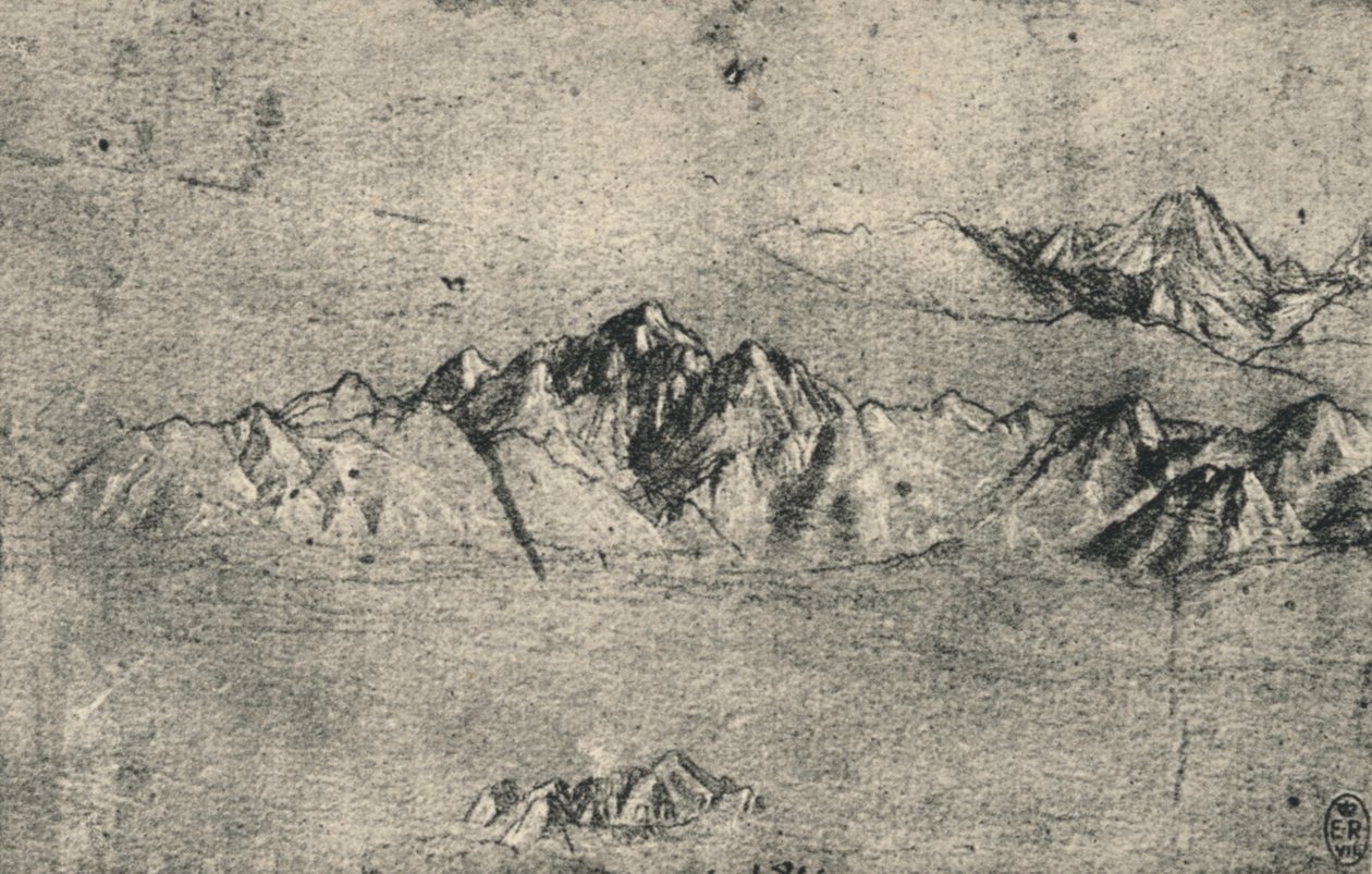 Studie af bjergkæder, c1480 1945 af Leonardo da Vinci