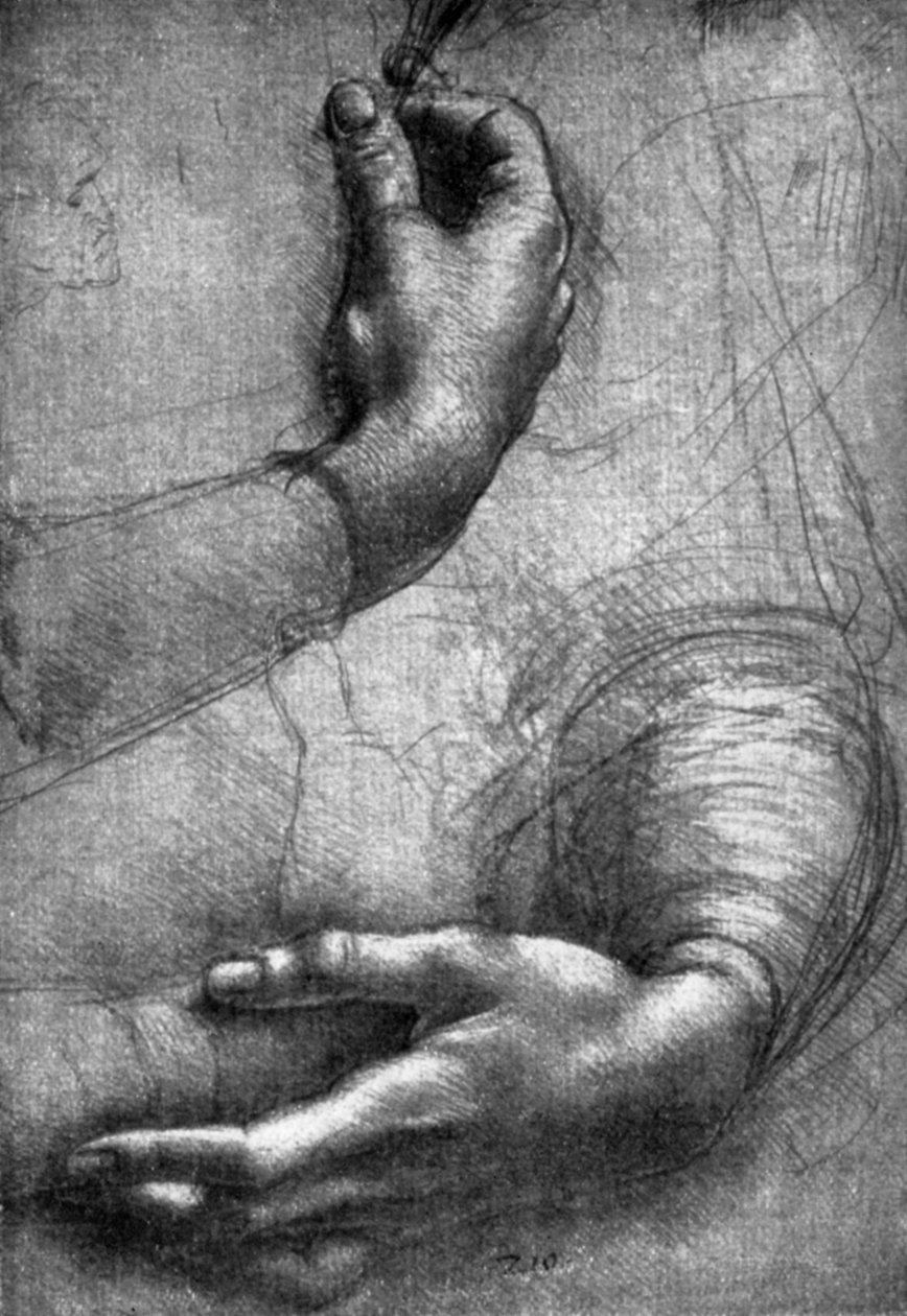 Studie af hænder, 1400-tallet 1930. af Leonardo da Vinci