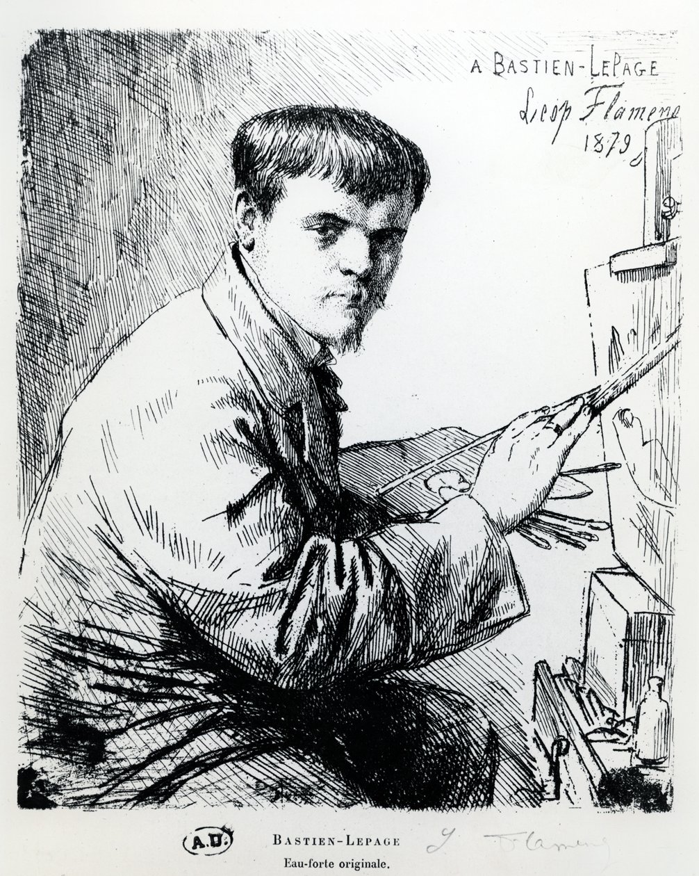 Portræt af Jules Bastien-Lepage, 1879 af Leopold Flameng