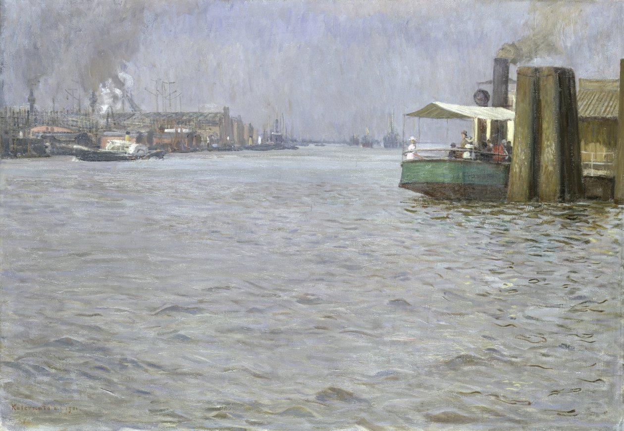 Søndagsstemning på Elben, St. Paul Landing Bridge, 1901 (se også 147984) af Leopold Karl Walter von Kalckreuth