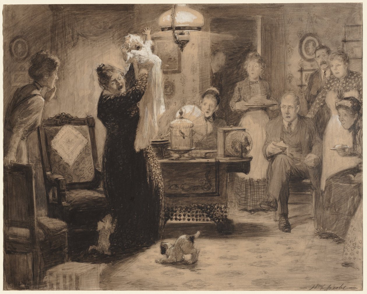 Skitse til illustration "The Stationary Baby" af Leroy William Jacobs