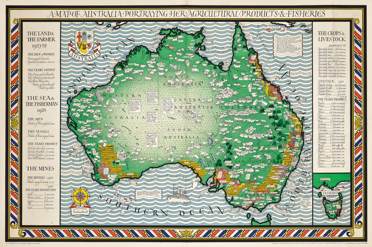 Et kort over Australien af Leslie MacDonald Gill
