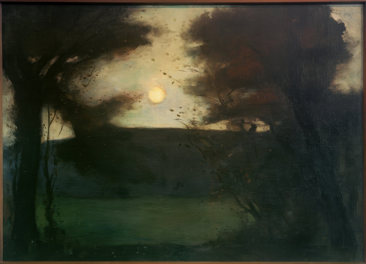 Månen stiger over Grunewaldsee (månelandskab) af Lesser Ury