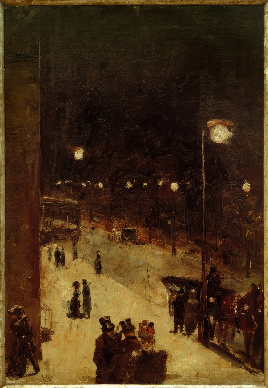 Berliner Strasse om natten af Lesser Ury
