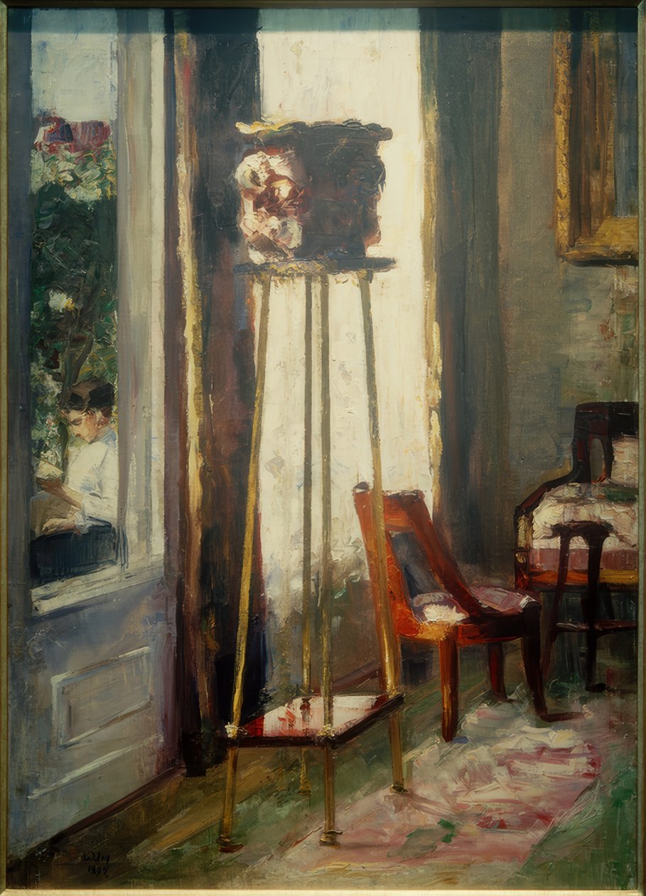 Interiør (interiørscene og læsekvinde) af Lesser Ury