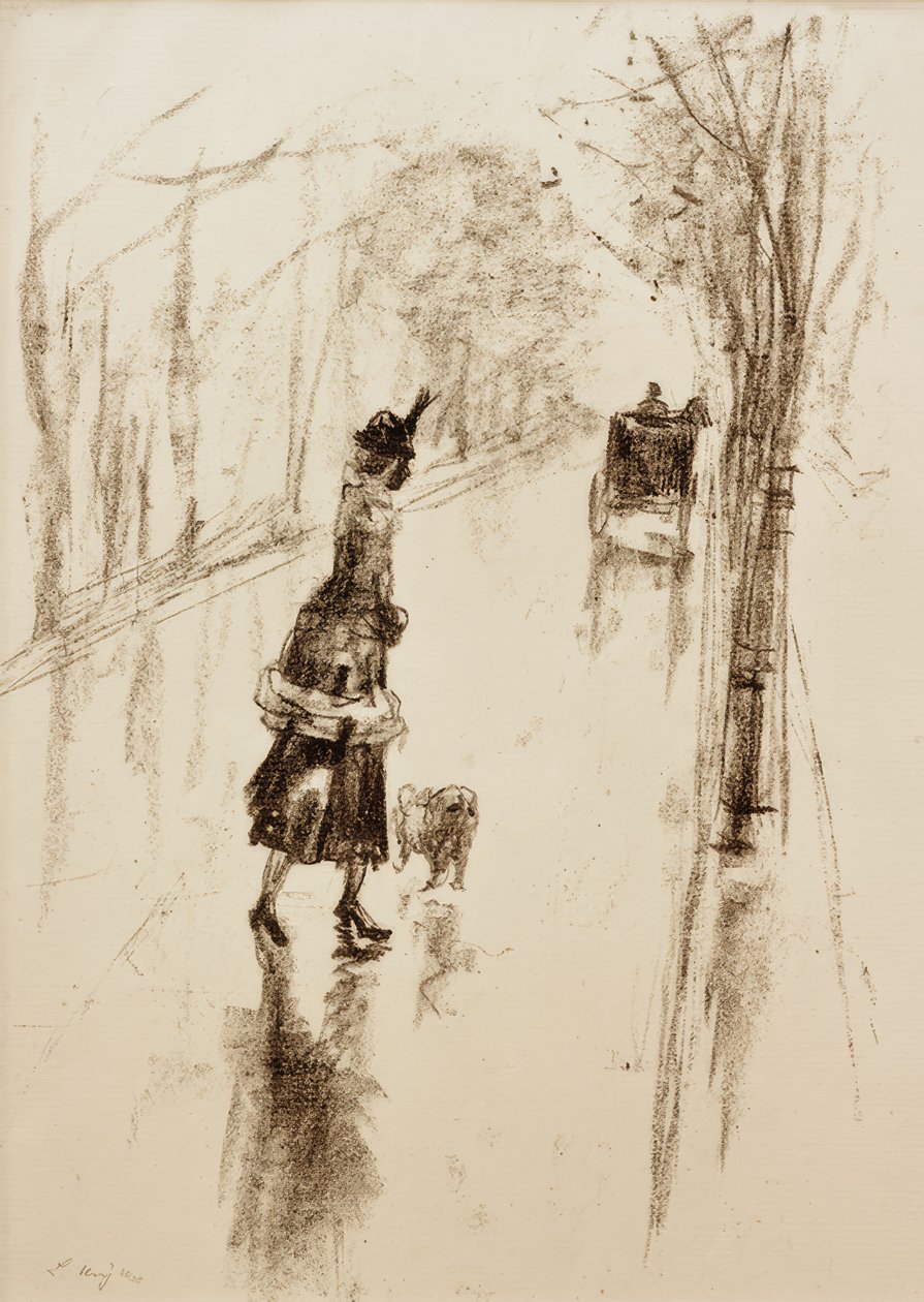 Pige med hund af Lesser Ury