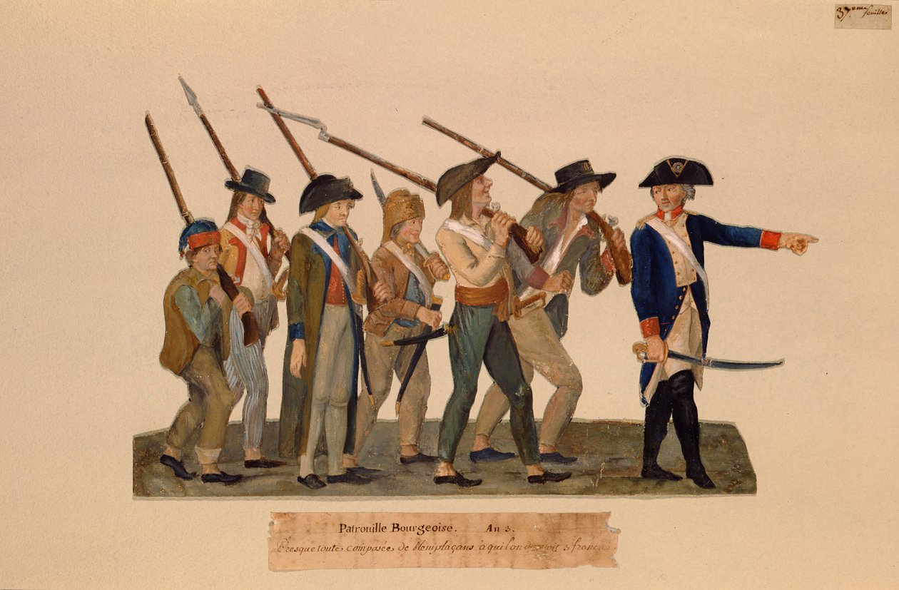 A Patrol of Bourgeoisie (wc und gouache på kort) af Lesueur Brothers