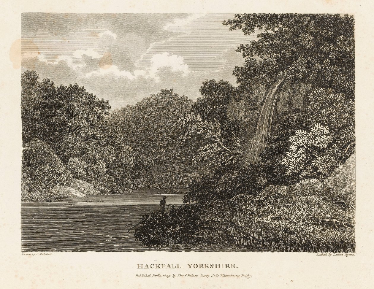 Hackfall, Yorkshire (kobberstik) af Letitia Byrne