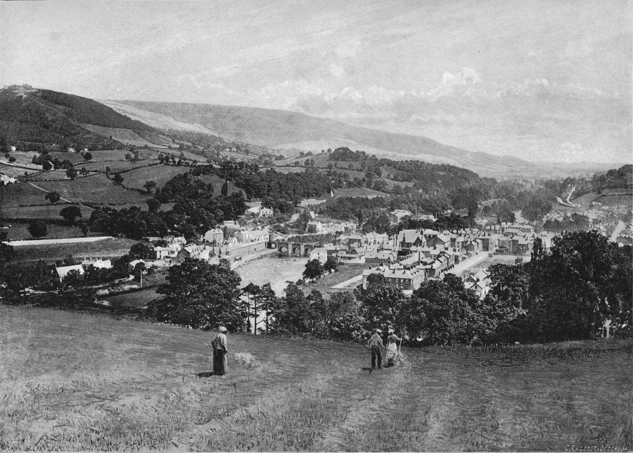 Llangollen og Crow Castle, c1896 af Lettsome and Sons
