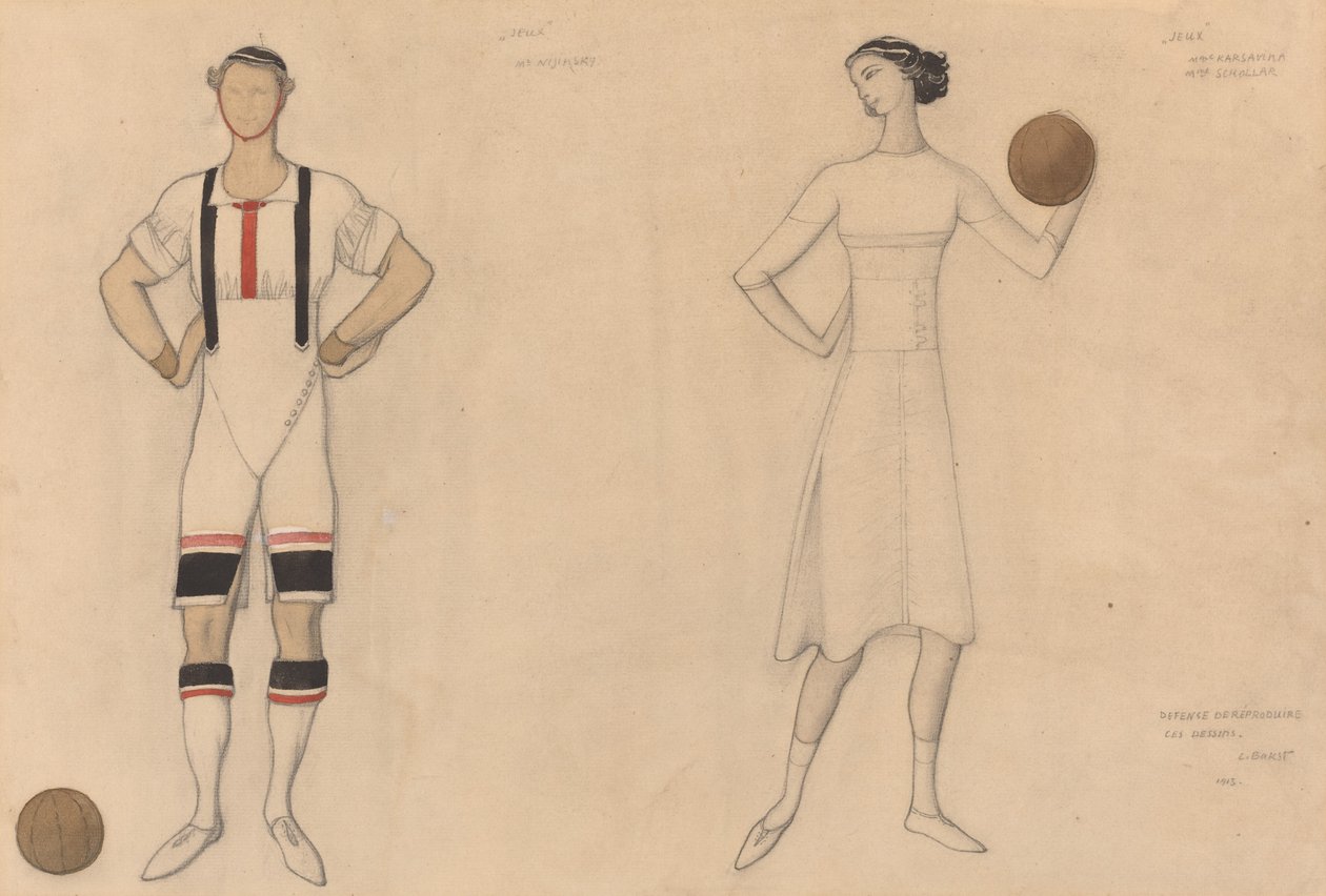 Kostumestudie til "Jeux" af Lev Samoilovich Bakst