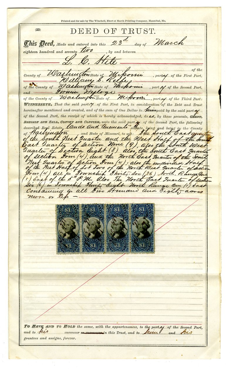 Lån foretaget af Firmin Desloge til L.C. (Lewis Cass) Hite af Lewis Cass Hite