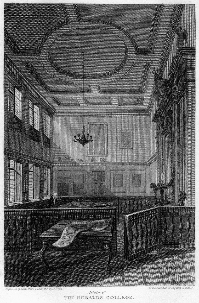Interiør af Heralds College, London, 1815. af Lewis