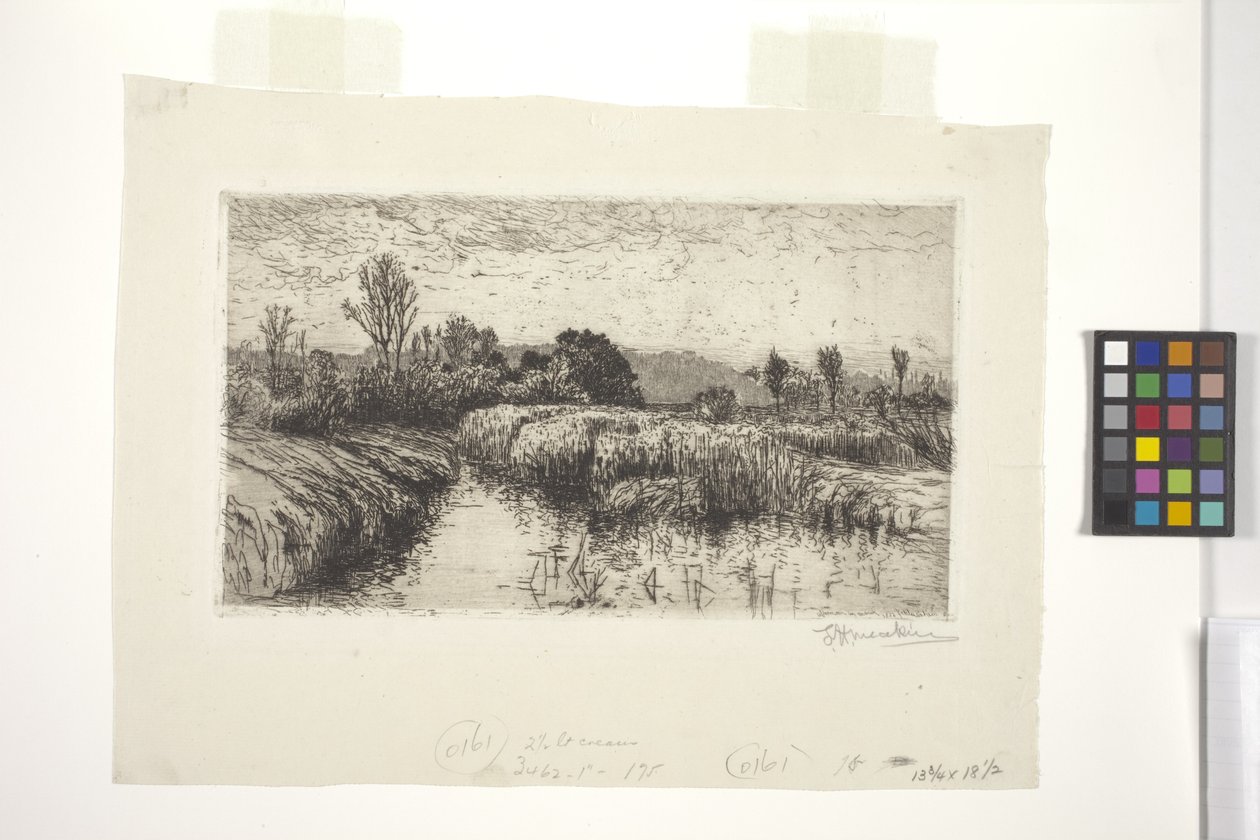 Eftermiddag i marts, Schleissheim, Bayern (ætsning) af Lewis Henry Meakin