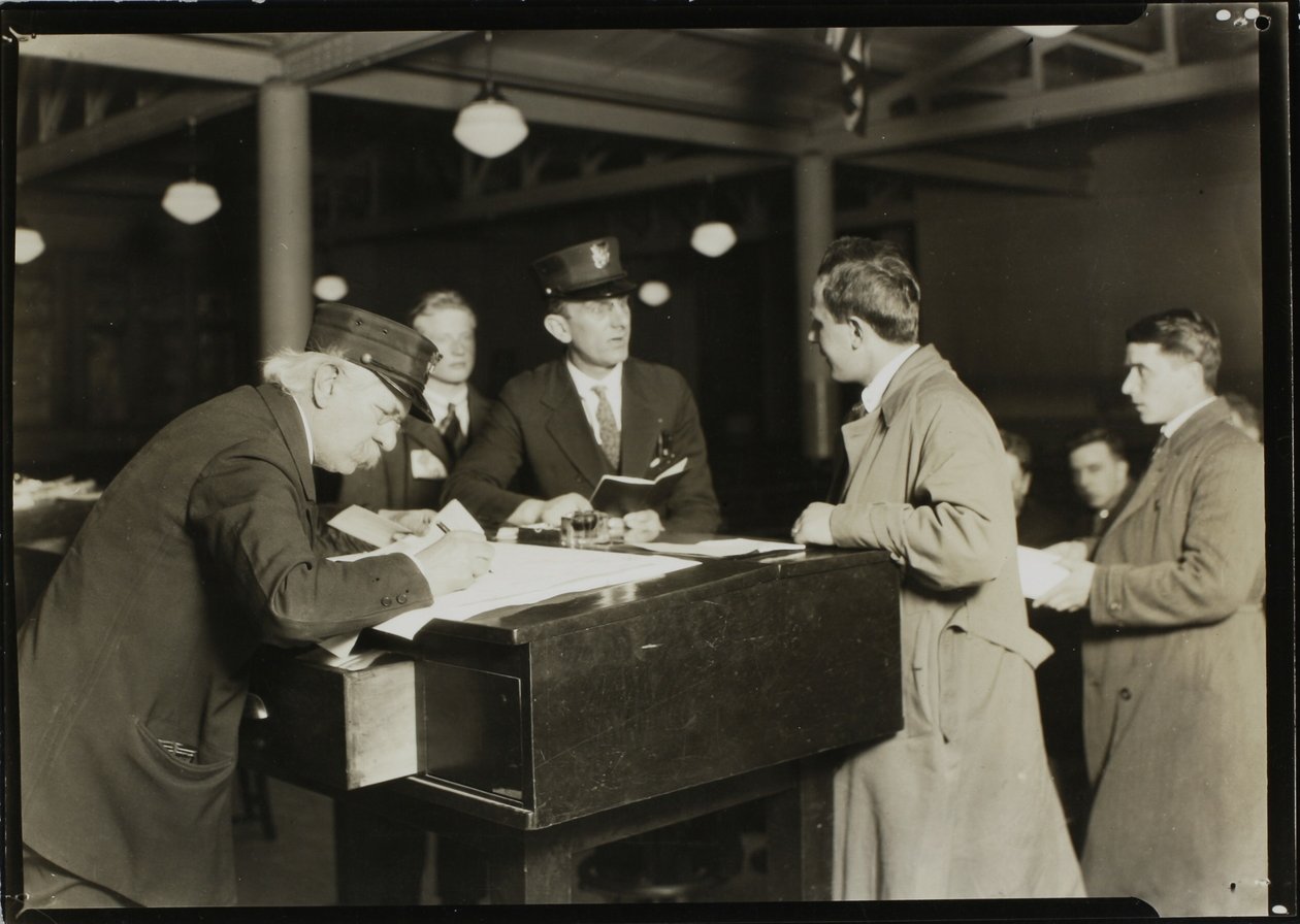 Et nærbillede af Ellis Island af Lewis Wickes Hine