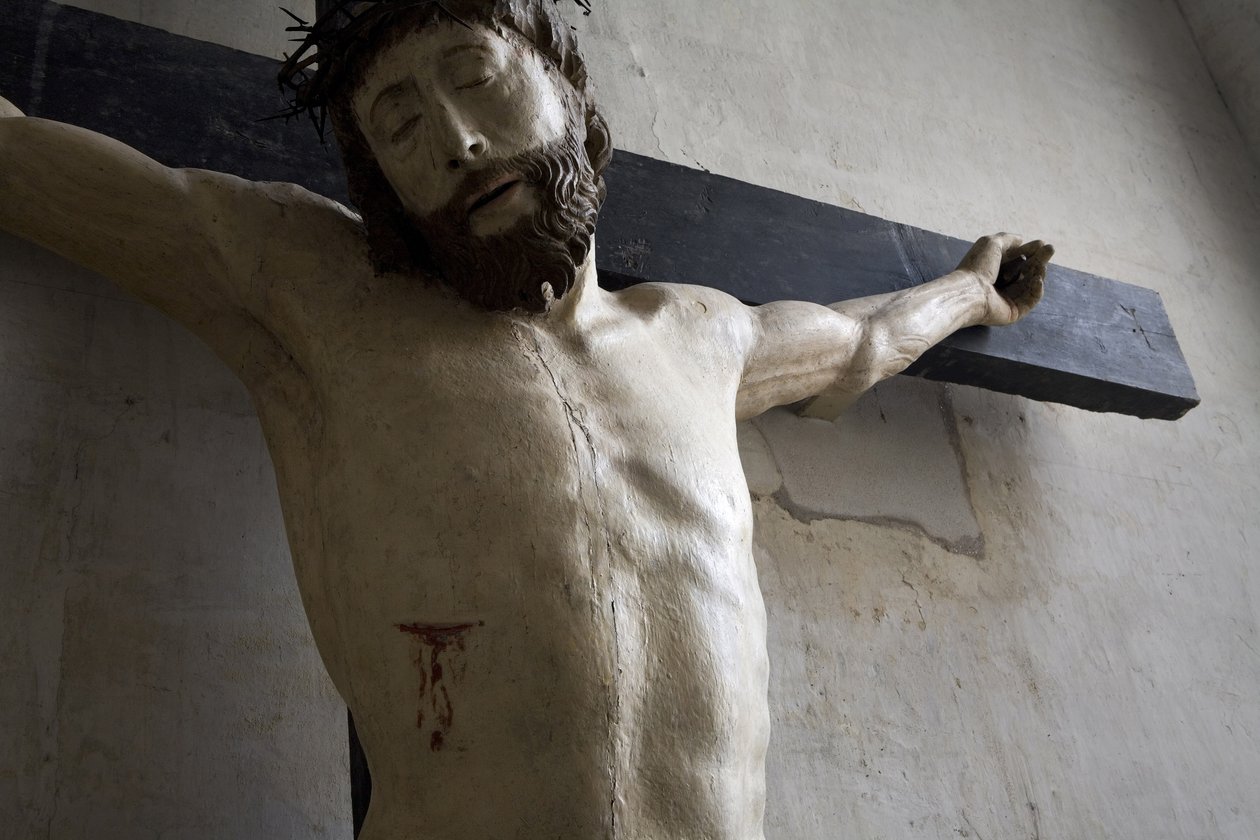 Kristus på korset, detalje (malet træ) af Ligier Richier
