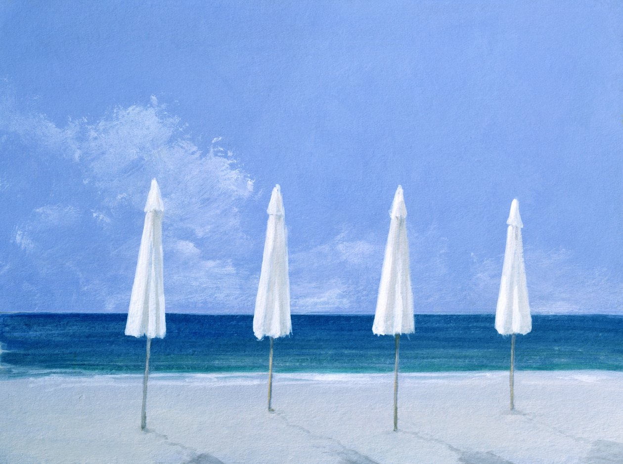 Strandparasoller, 2005 (akryl på papir) af Lincoln Seligman