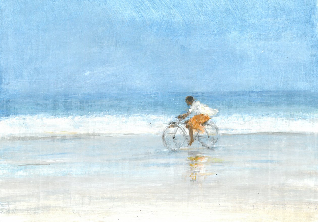 Boy on a Bike 1, 2015 (akryl på lærred) af Lincoln Seligman