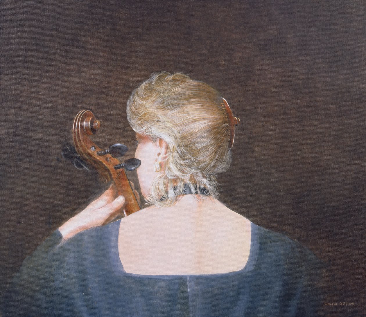 Celloprofessor, 2005 (akryl) af Lincoln Seligman