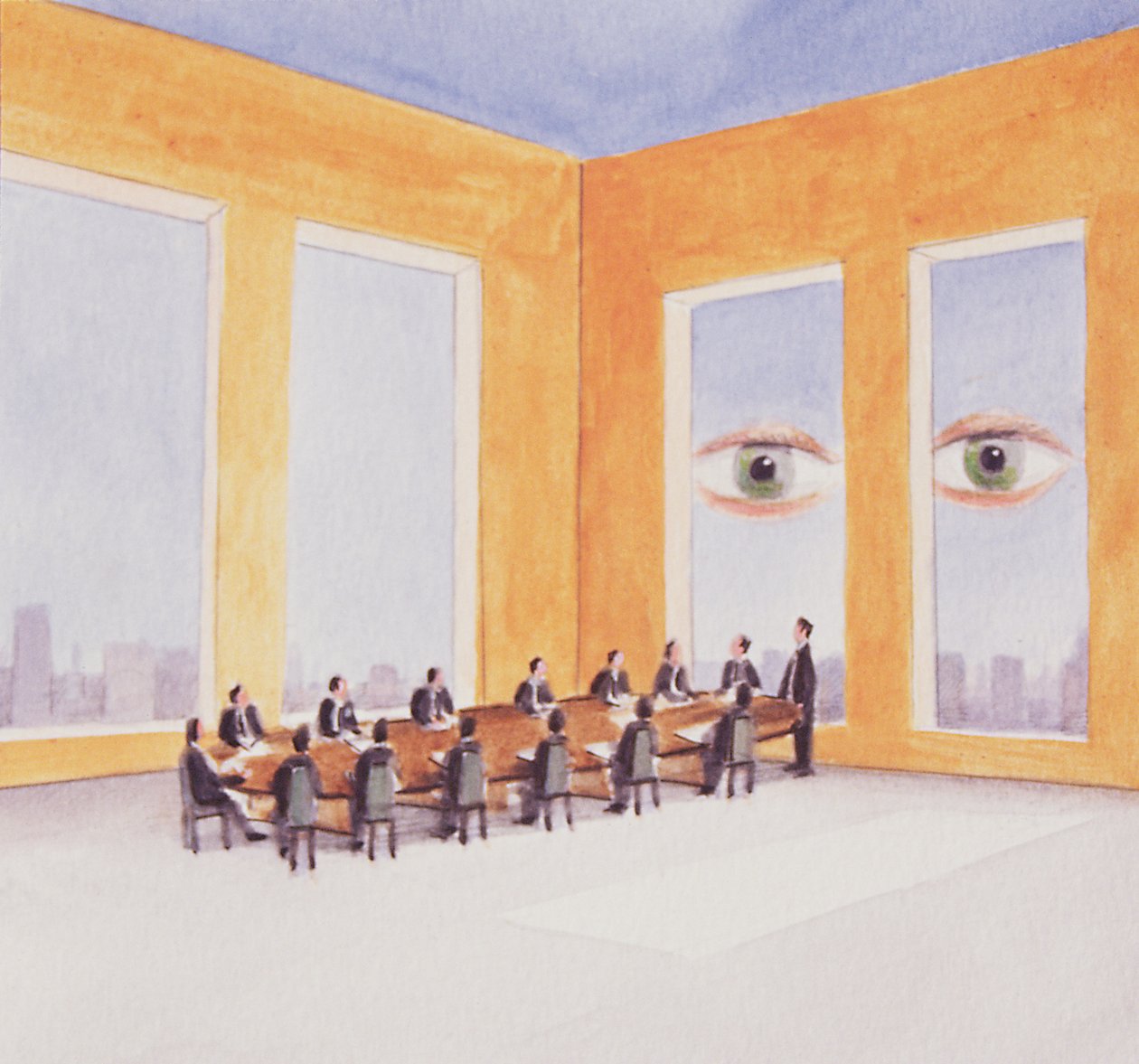 Corporate Governance, 2003 (akryl på papir) af Lincoln Seligman